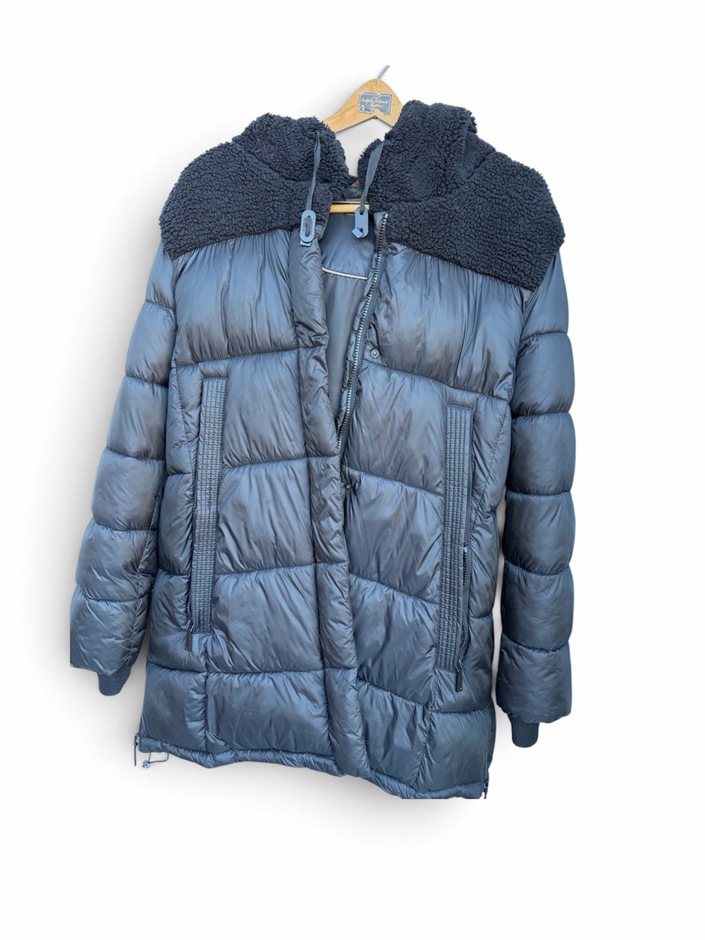 Koolaburra by UGG Mixed-Media Sherpa Puffer Jacket Coat Blue XL
